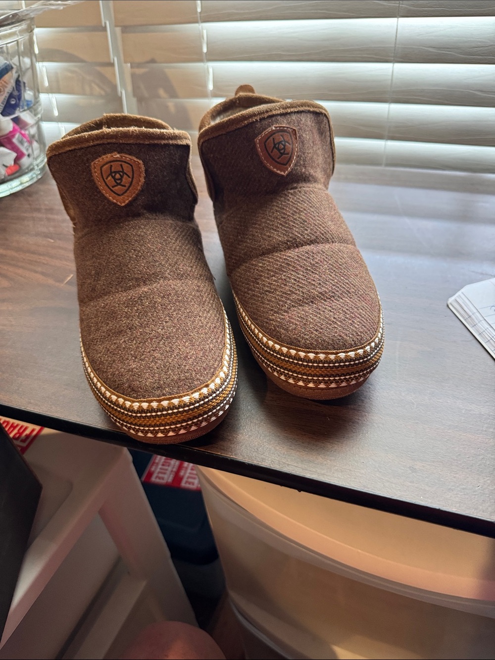Ariat Brown Quilted Slip-On Mule Slippers